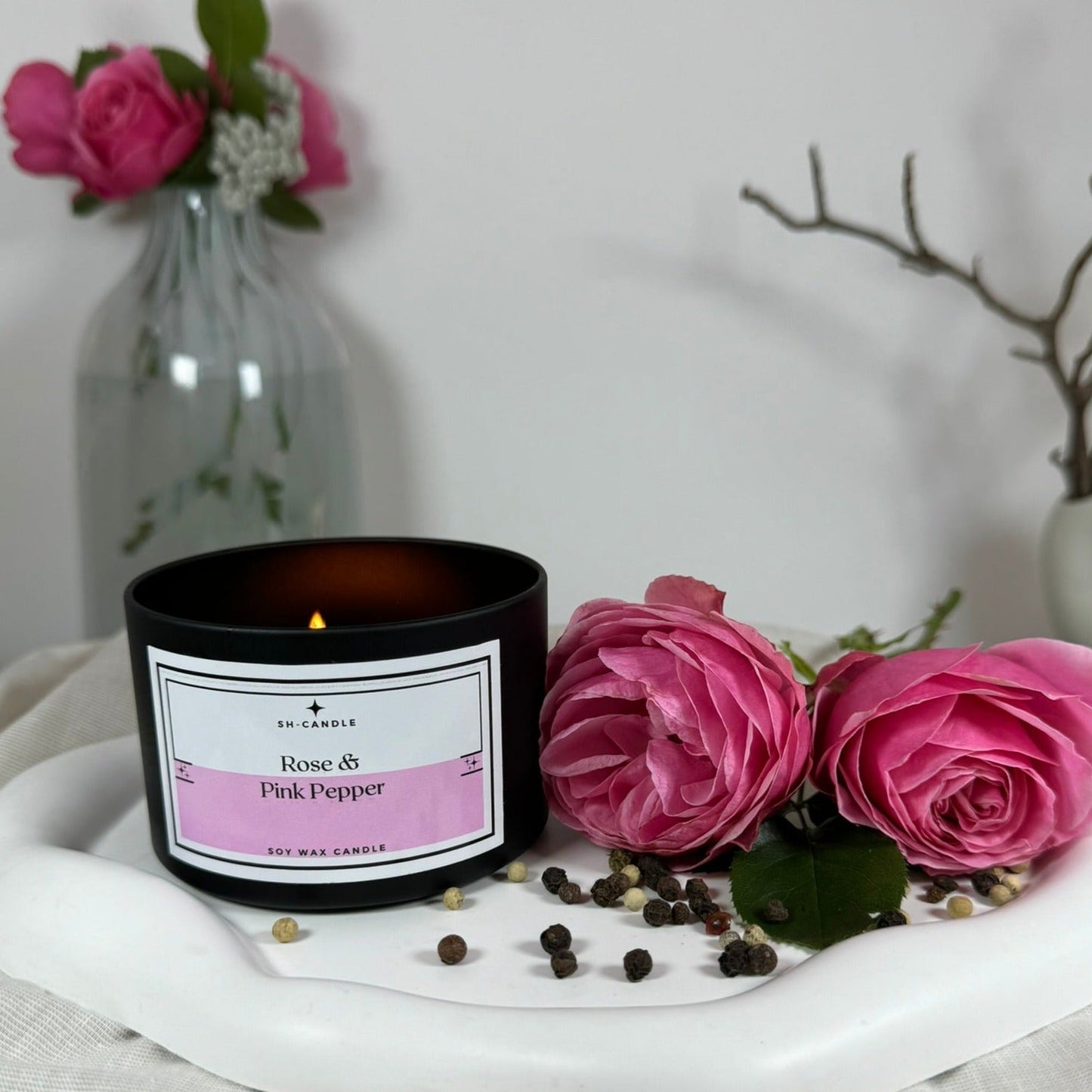 Rose & Pink Pepper Holzdocht - SH-CANDLE